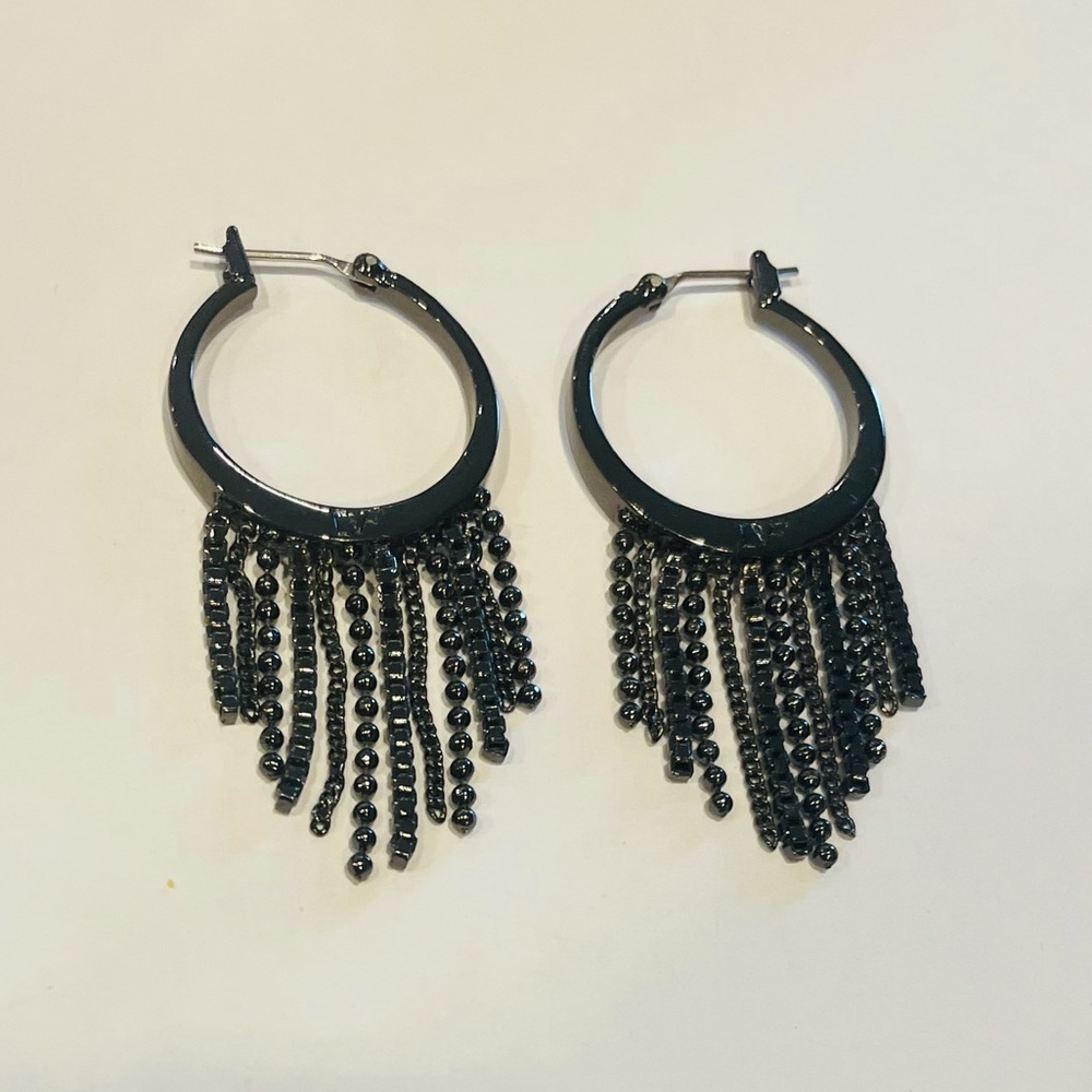 DVF Chain Fringe Mini Hoop Earrings